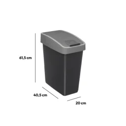 Poubelle rectangulaire à 2 ouvertures plastique 45L, Gris