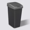 Poubelle rectangulaire à 2 ouvertures plastique 25L, Gris