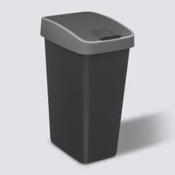 Poubelle rectangulaire à 2 ouvertures plastique 25L, Gris