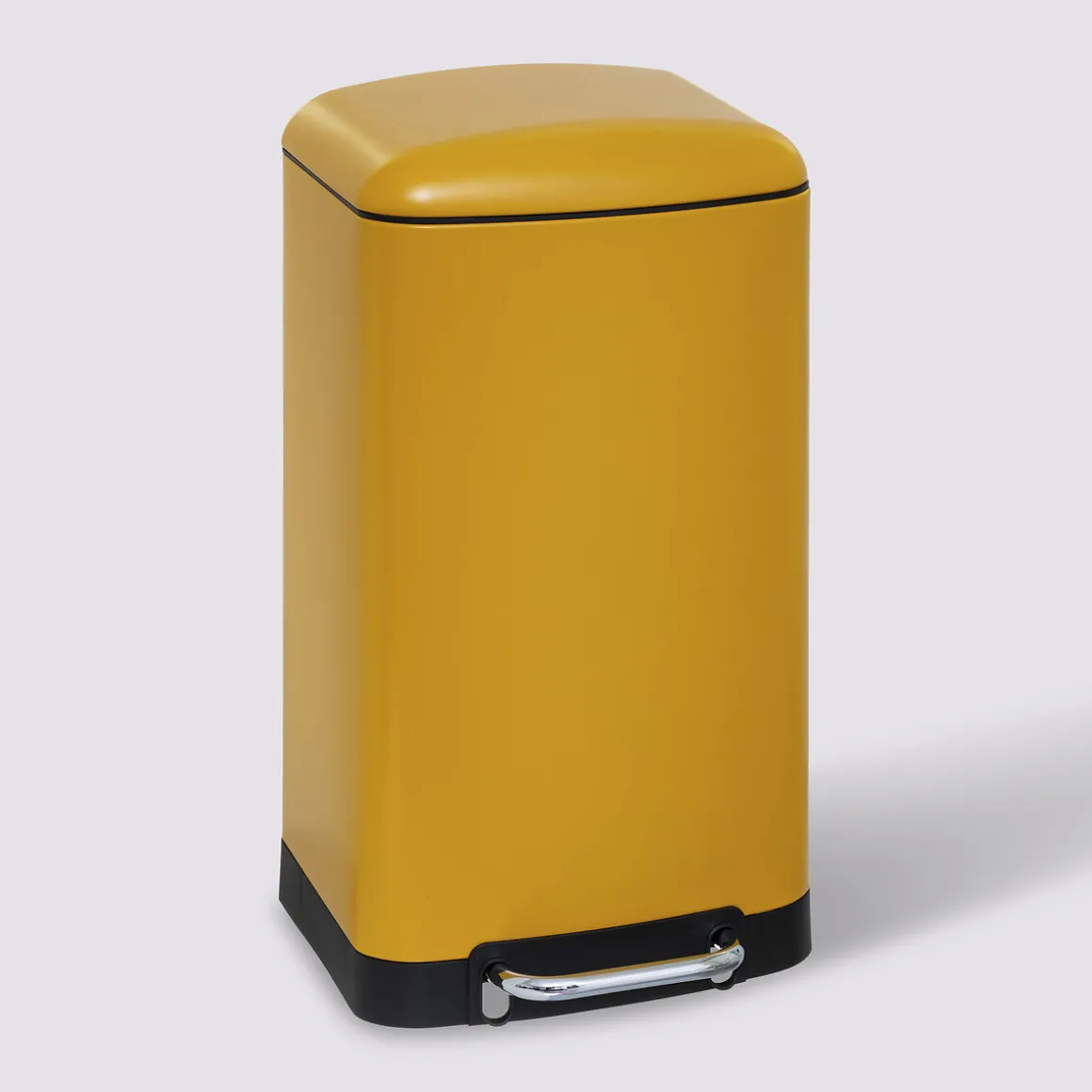 Poubelle rectangulaire à pédale métal 30L, Jaune
