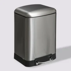 Poubelle rectangulaire à pédale métal 6L, Inox