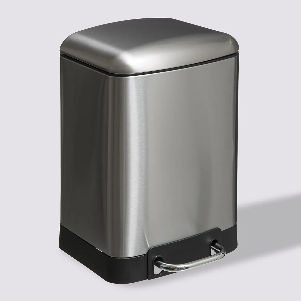 Poubelle rectangulaire à pédale métal 6L, Inox