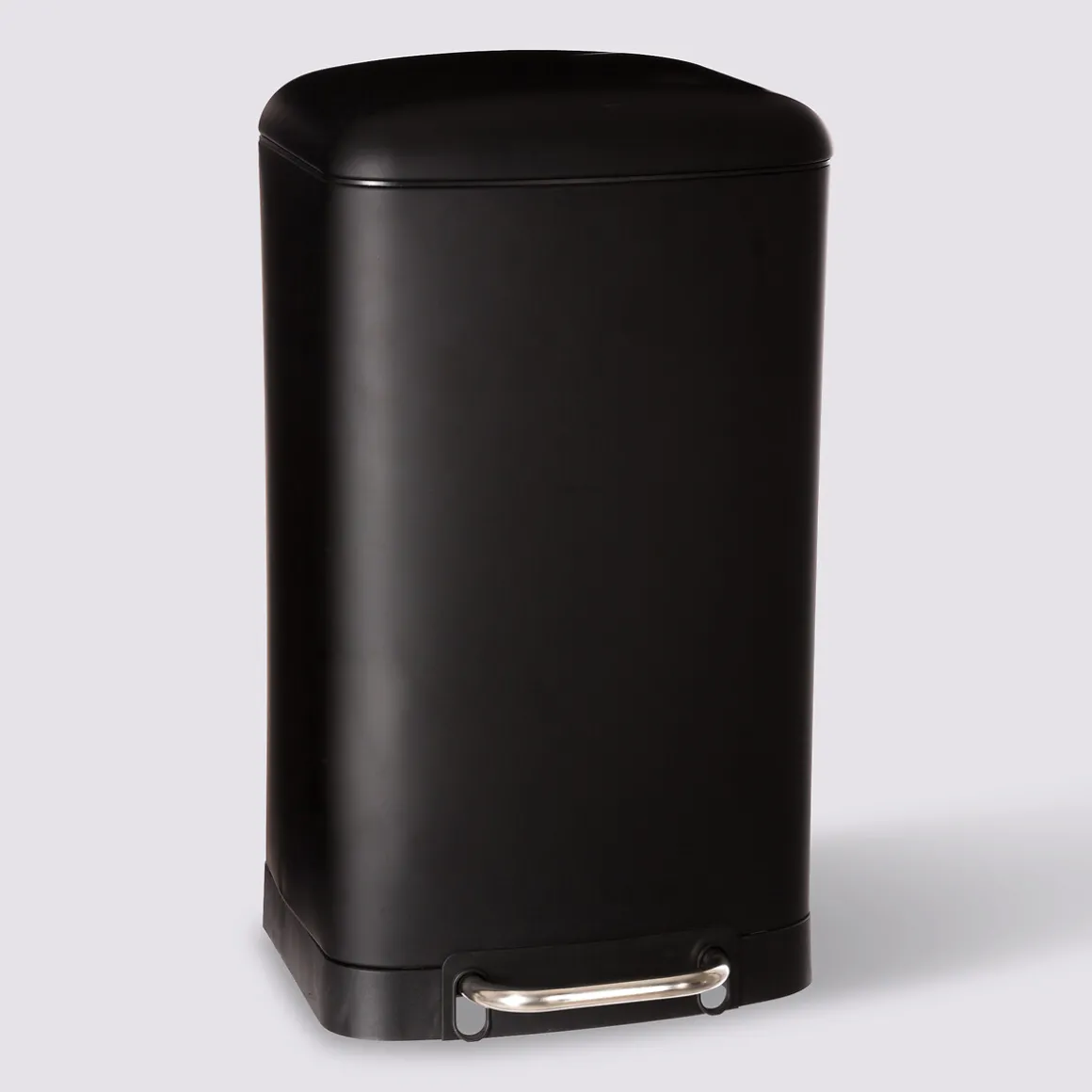 Poubelle rectangulaire à pédale métal 30L, Noir