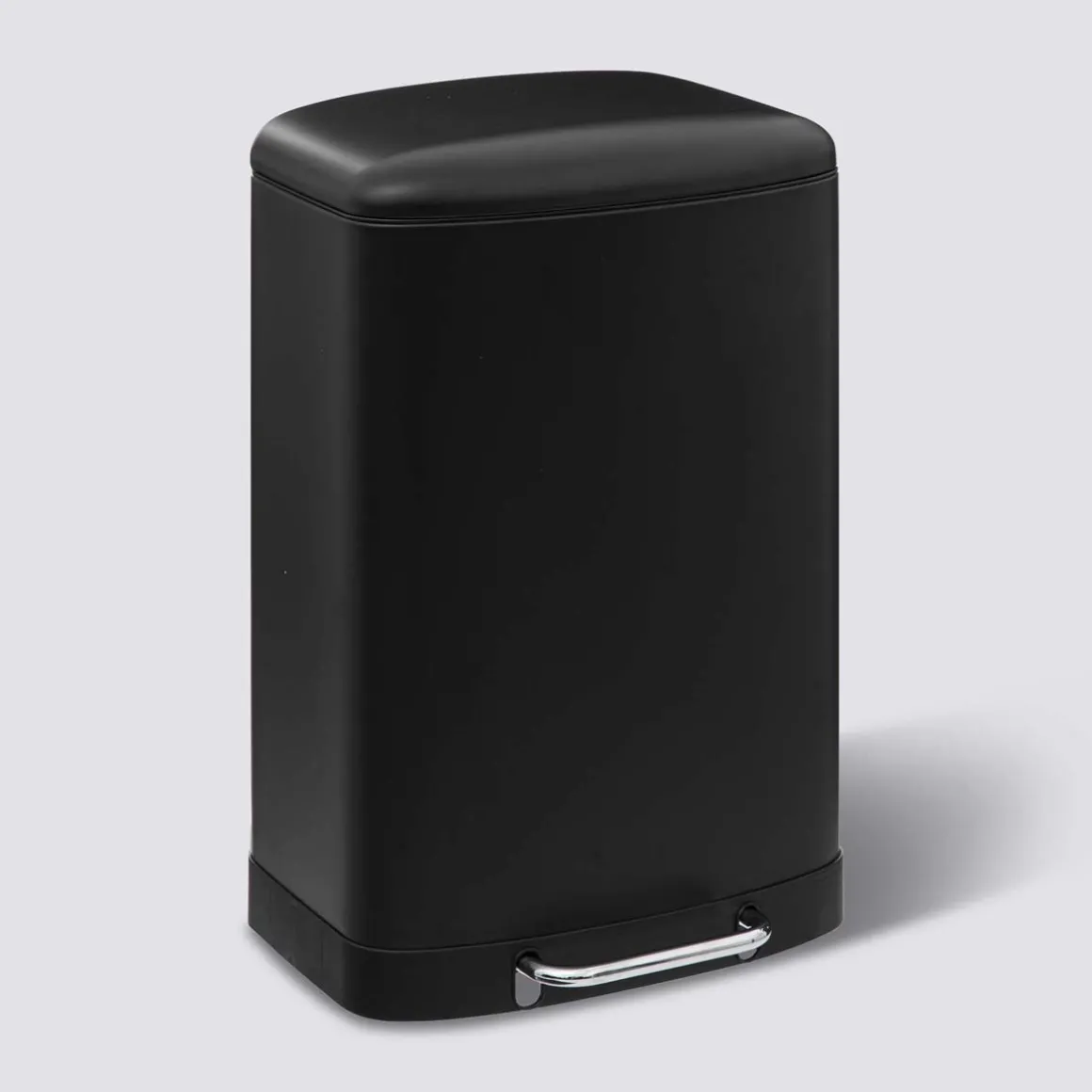 Poubelle rectangulaire à pédale métal 50L, Noir
