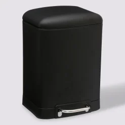 Poubelle rectangulaire à pédale métal 6L, Noir