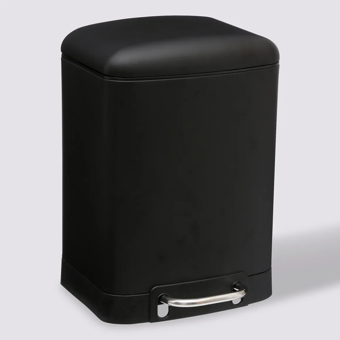 Poubelle rectangulaire à pédale métal 6L, Noir