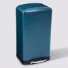 Poubelle rectangulaire à pédale métal 30L, Bleu marine