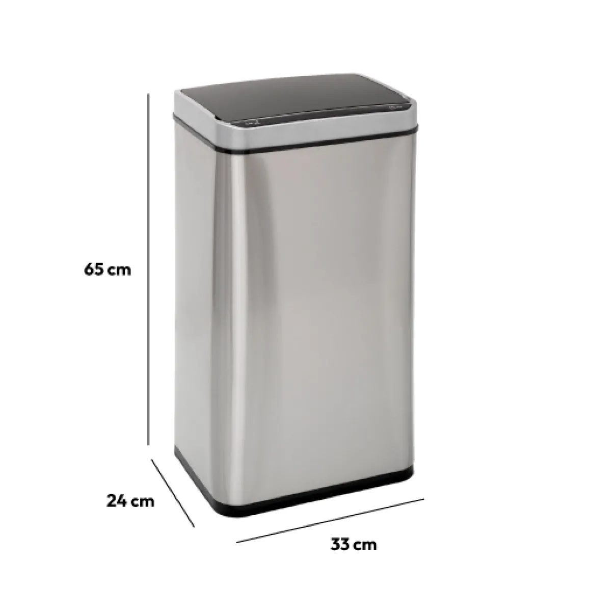 Poubelle rectangulaire automatique 40L, Inox
