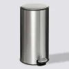 Poubelle ronde à pédale métal 30L, Inox