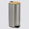 Poubelle ronde avec couvercle bambou 30L, Inox
