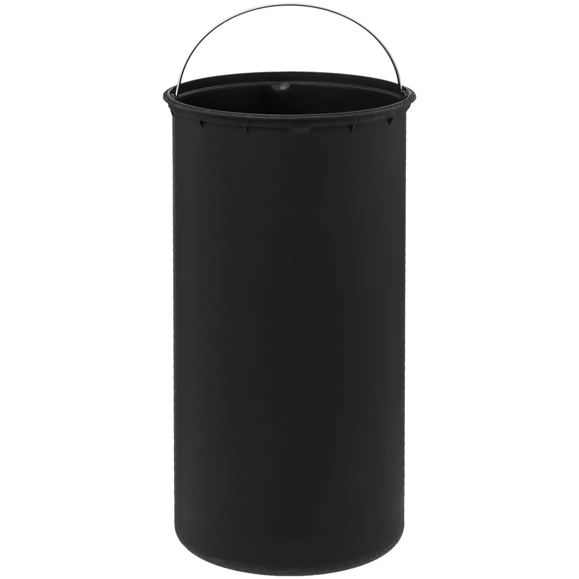 Poubelle ronde avec couvercle bambou 30L, Noir