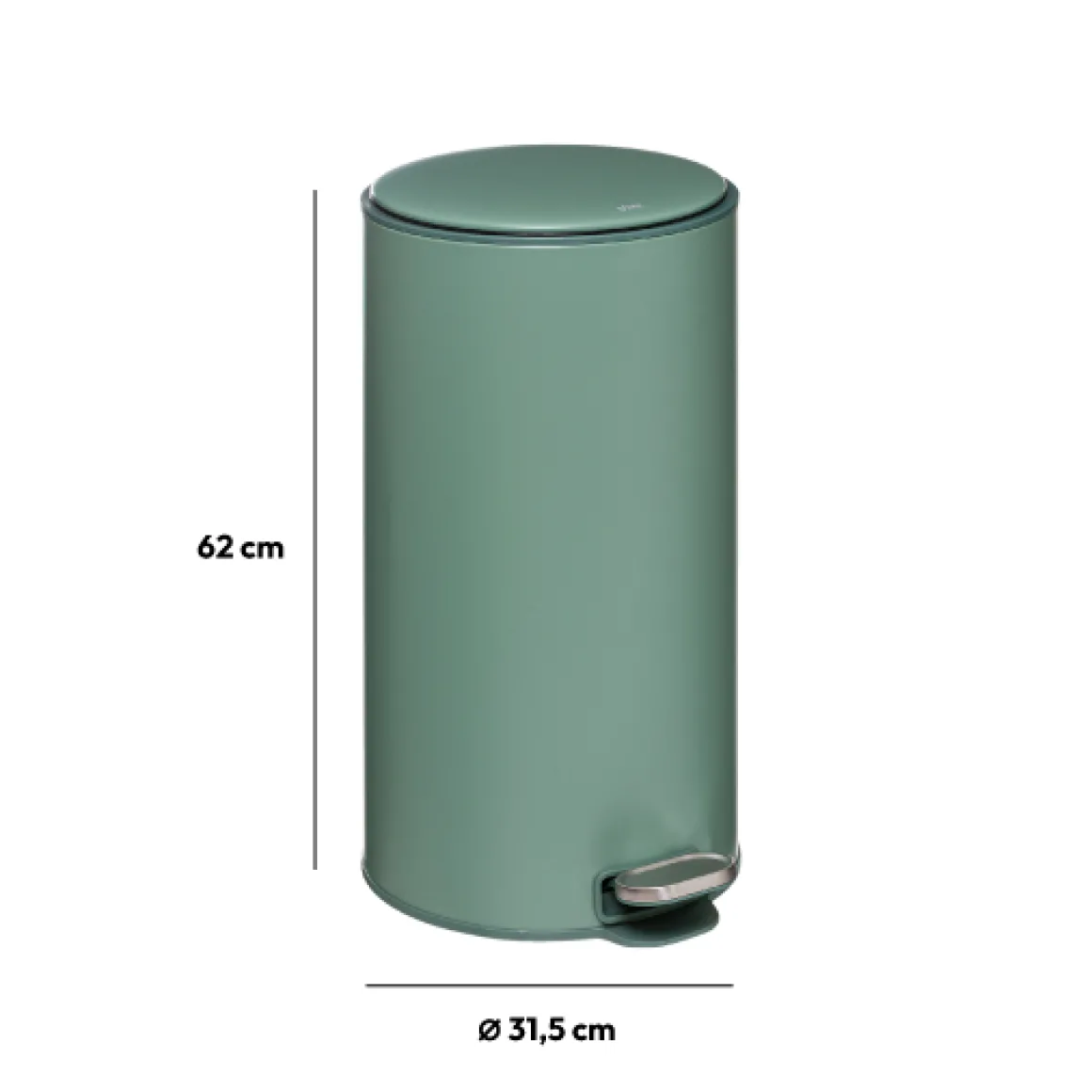 Poubelle ronde en métal 30L, Vert