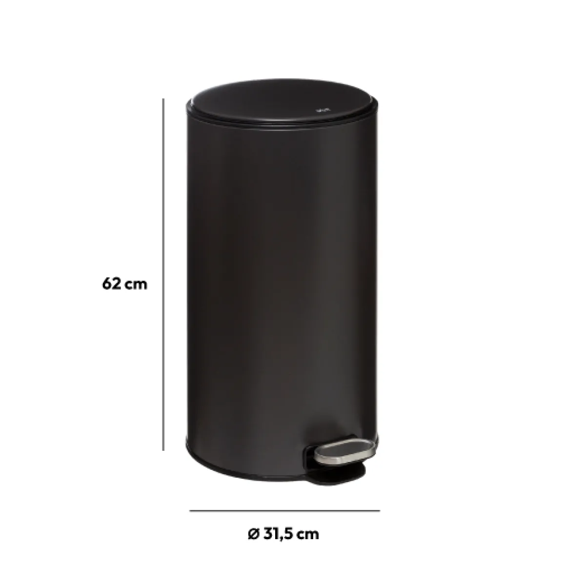 Poubelle ronde en métal 30L, Gris charbon