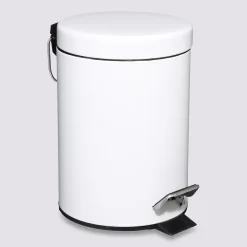 Poubelle ronde métal 3L, Blanc