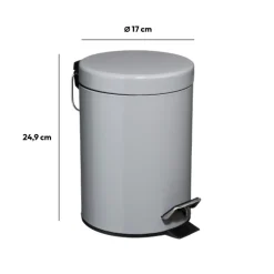 Poubelle ronde métal  3L, Gris
