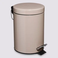 Poubelle ronde métal 3L, Taupe