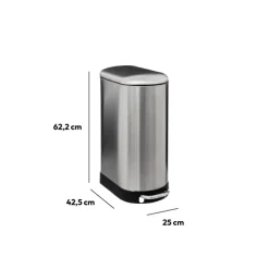 Poubelle slim à pédale métal 30L Ariane