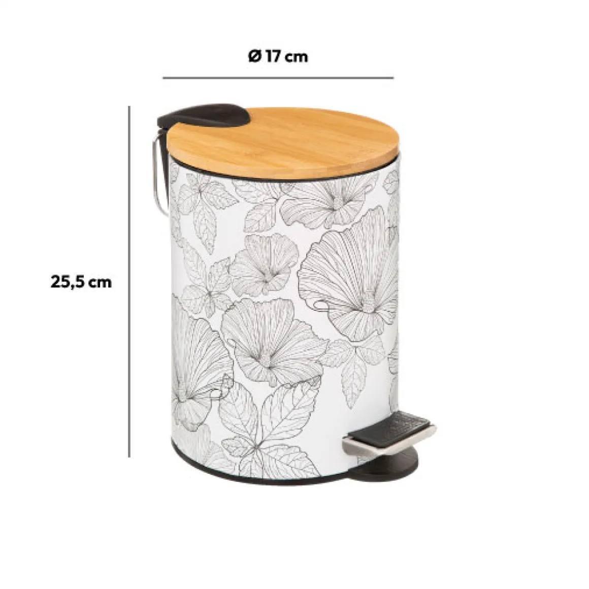 Poubelle Soft close 3L, Noir et Blanc