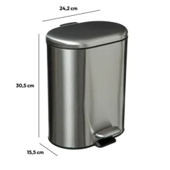 Poubelle Soft close métal 6L, Inox