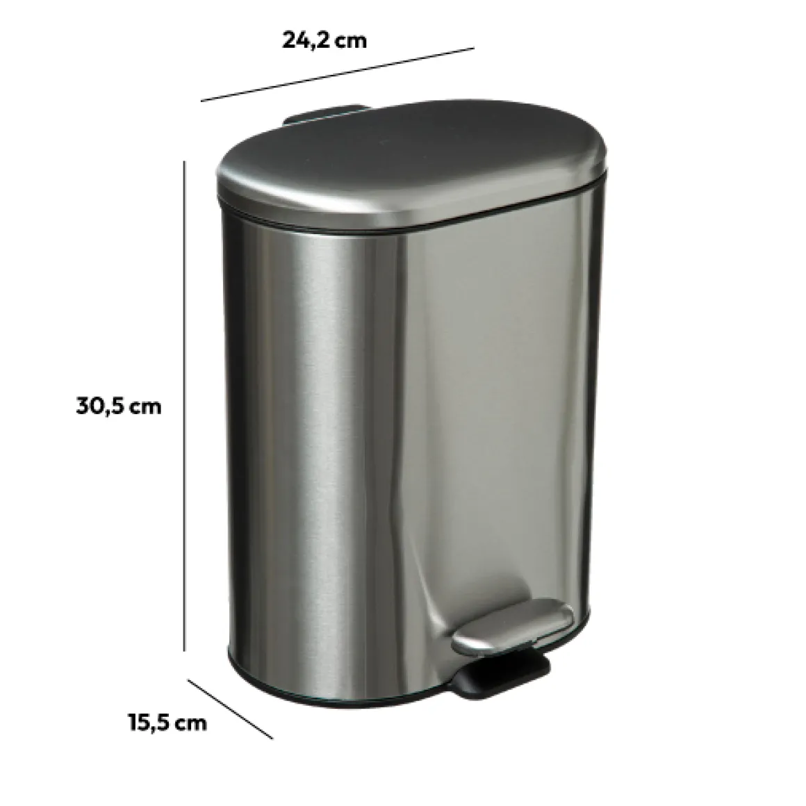 Poubelle Soft close métal 6L, Inox