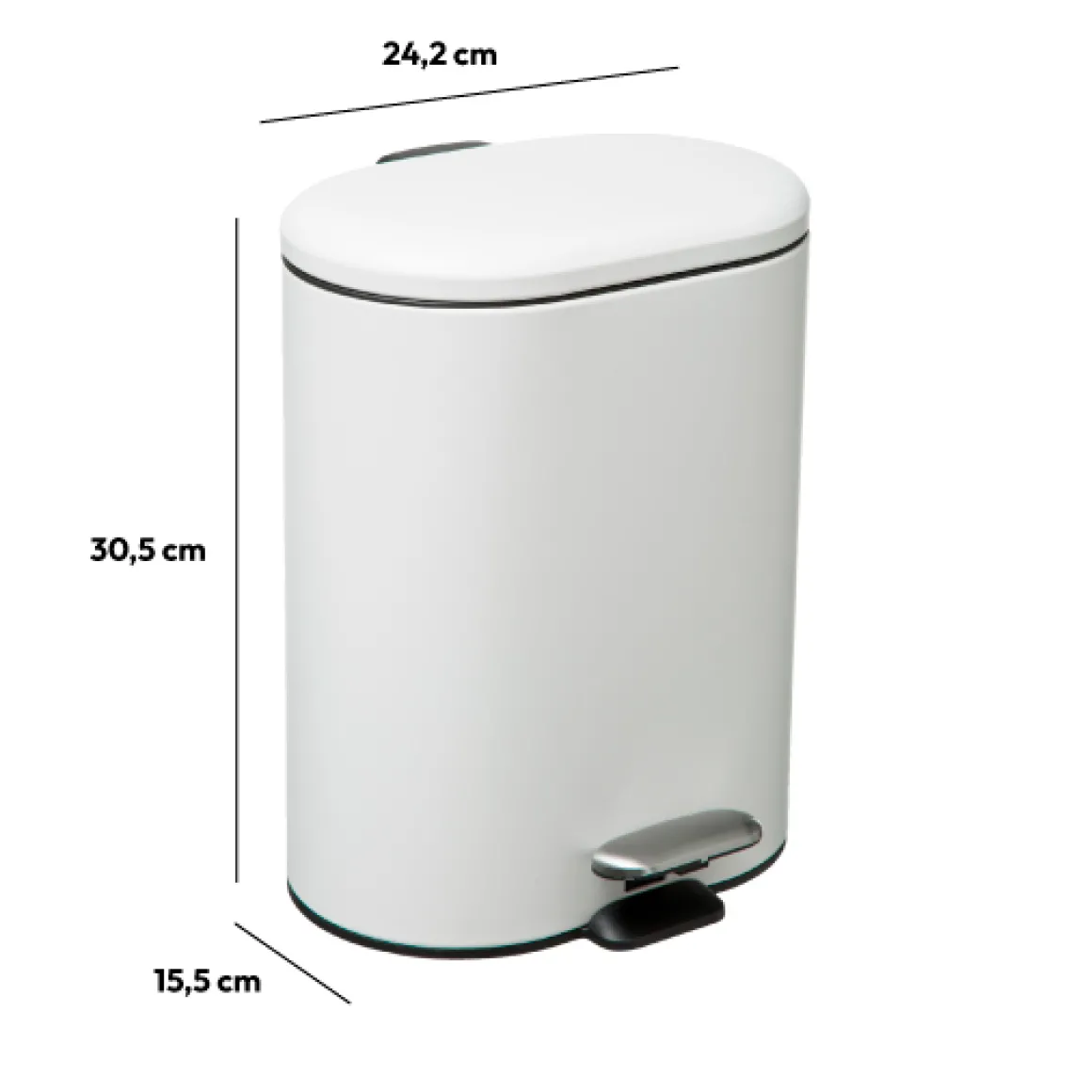 Poubelle Soft close métal 6L, Blanc