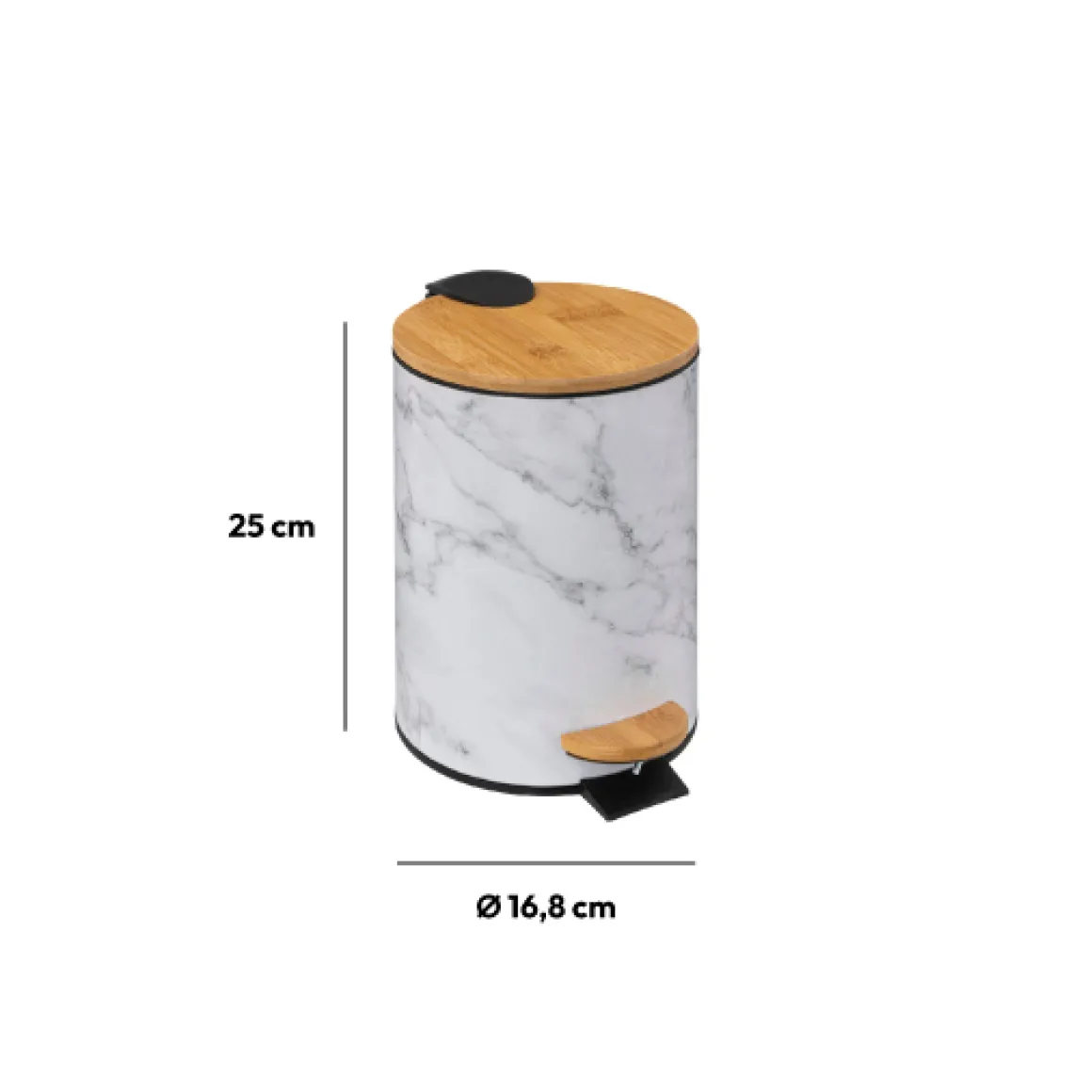 Poubelle Soft close métal 3L, Blanc
