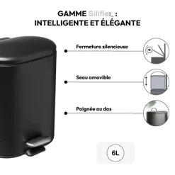 Poubelle Soft close métal 6L, Noir