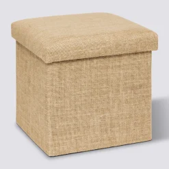 Pouf de rangement 31x31 cm, Toile de jute