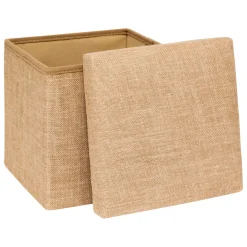 Pouf de rangement 31x31 cm, Toile de jute