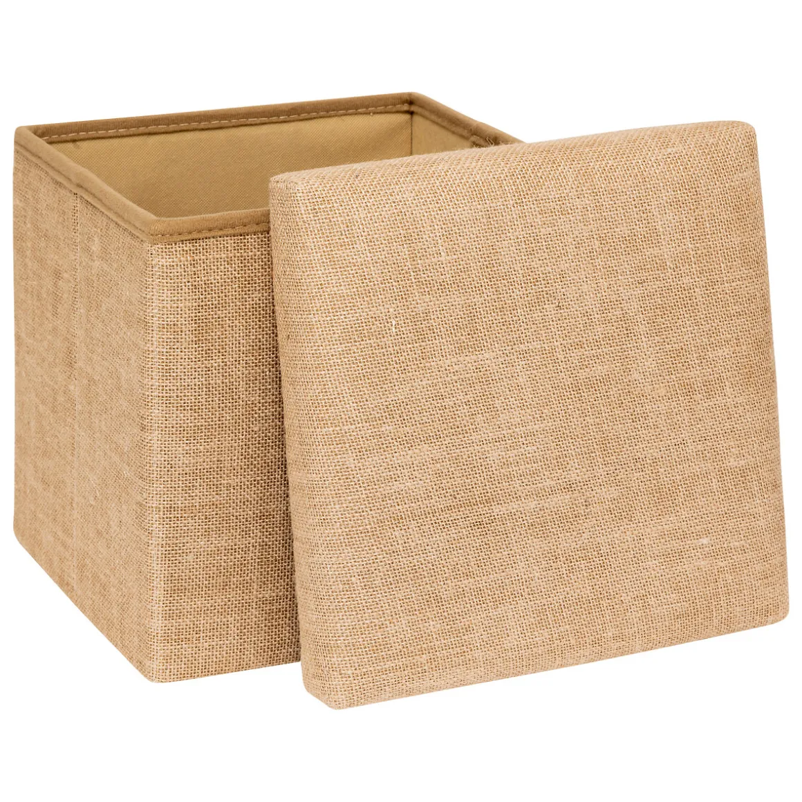 Pouf de rangement 31x31 cm, Toile de jute