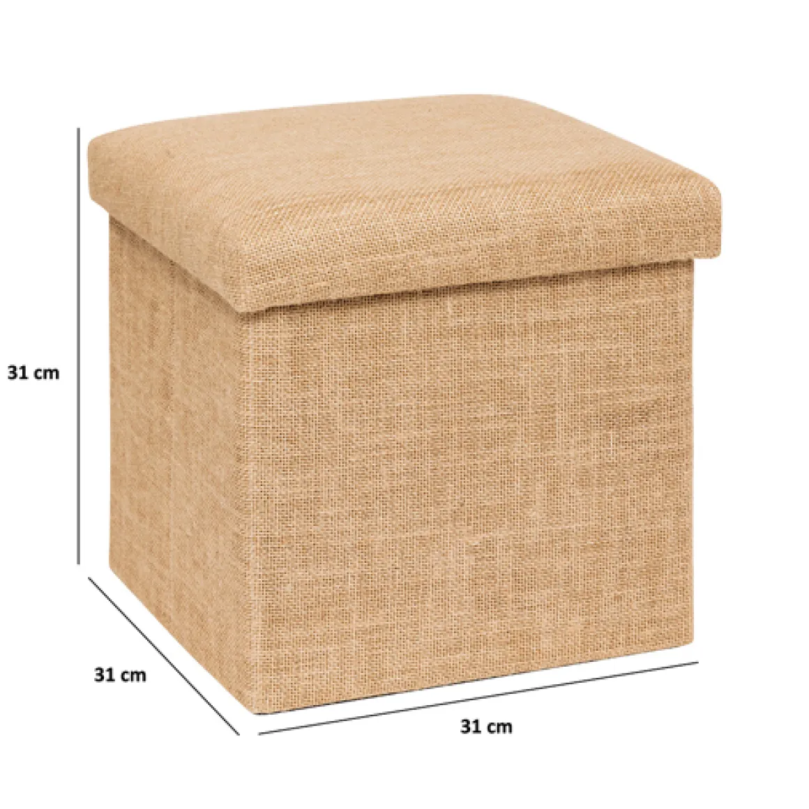 Pouf de rangement 31x31 cm, Toile de jute