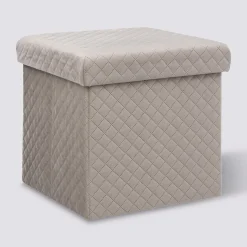 Pouf pliable 31x31 cm, Velour lin