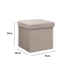 Pouf pliable 31x31 cm, Velour lin