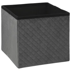 Pouf pliable 31x31 cm, Velours Gris