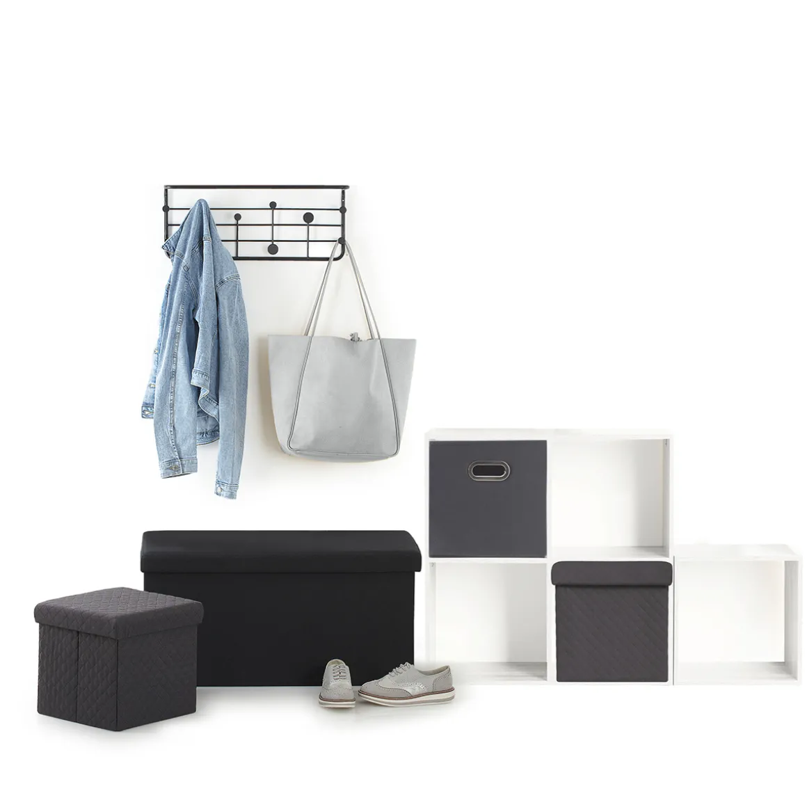 Pouf pliable 31x31 cm,Gris anthracite
