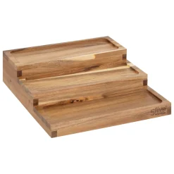 Présentoir à épices avec lot de 9 bocaux, Acacia