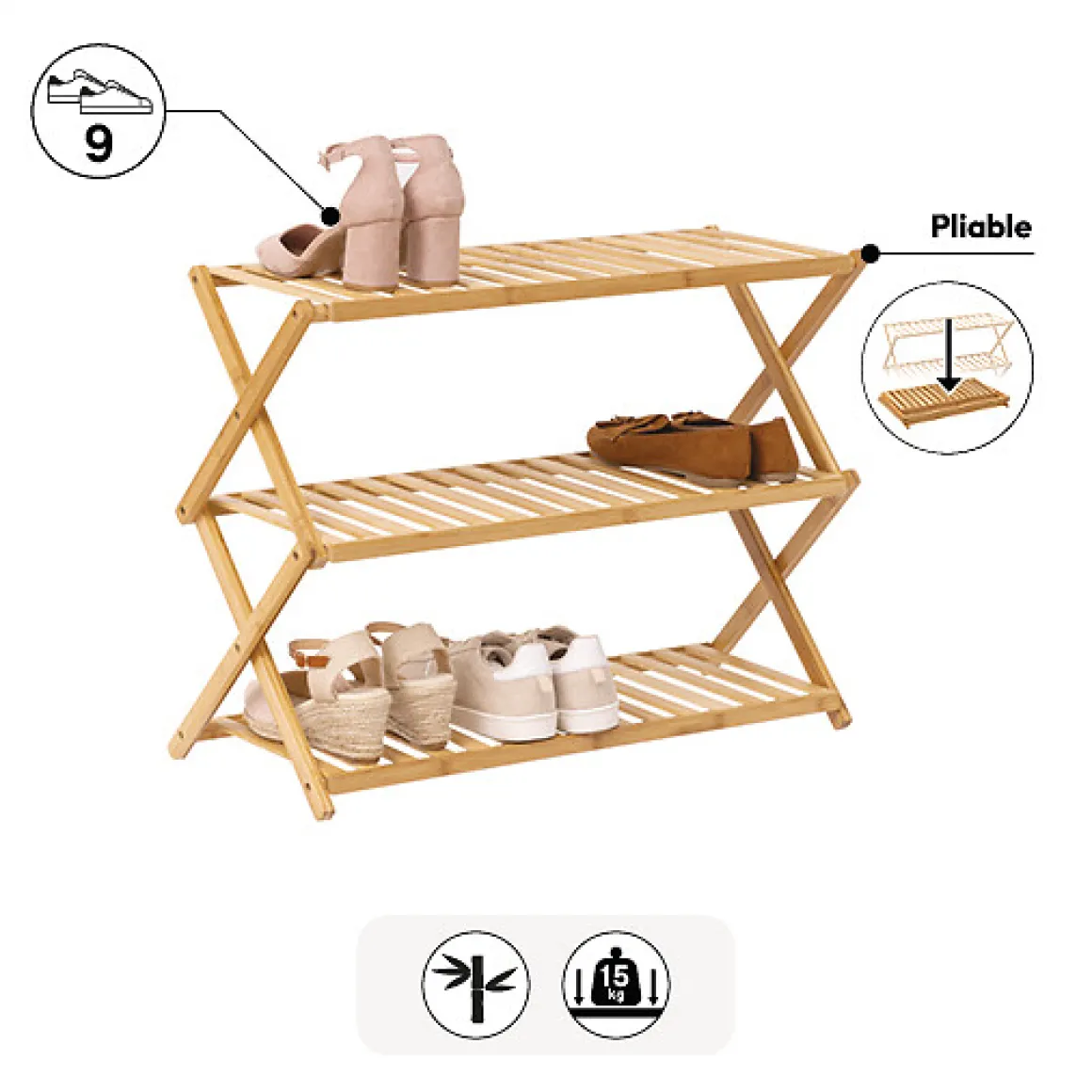 Range-chaussures x9 pliable