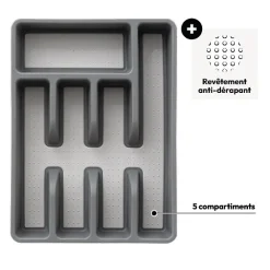 Range-couverts 5 compartiments, antidérapant