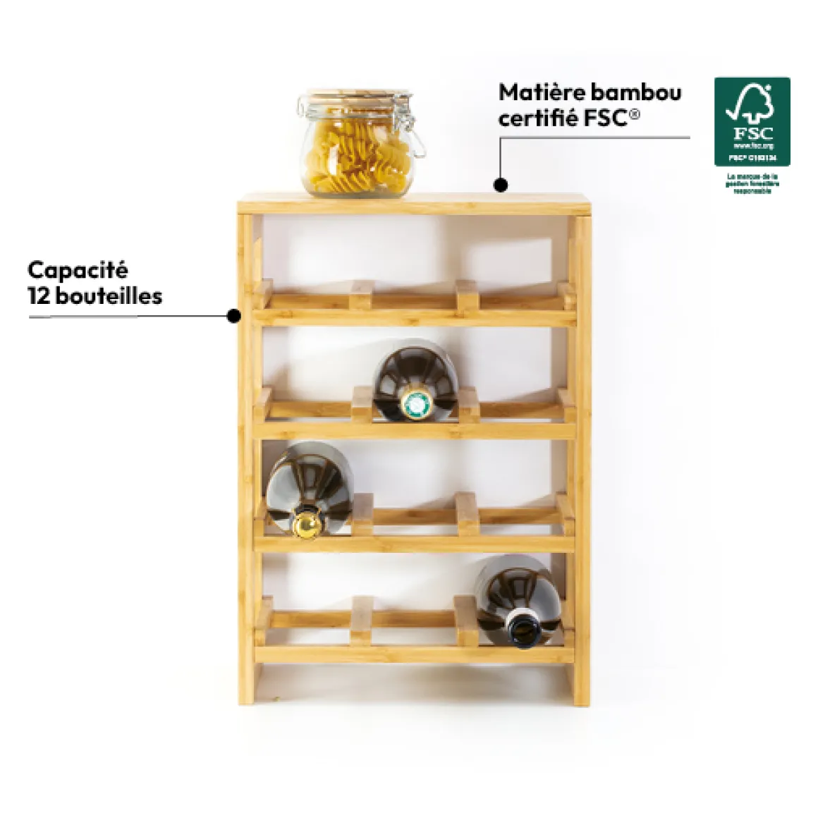 Rangement 12 bouteilles, Bambou