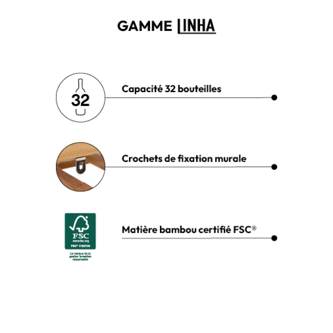 Rangement 32 bouteilles, Bambou