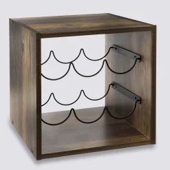 Rangement 6 bouteilles indus, Effet bois foncé