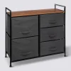 Rangement 5 tiroirs tissu, Gris anthracite