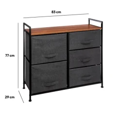 Rangement 5 tiroirs tissu, Gris anthracite