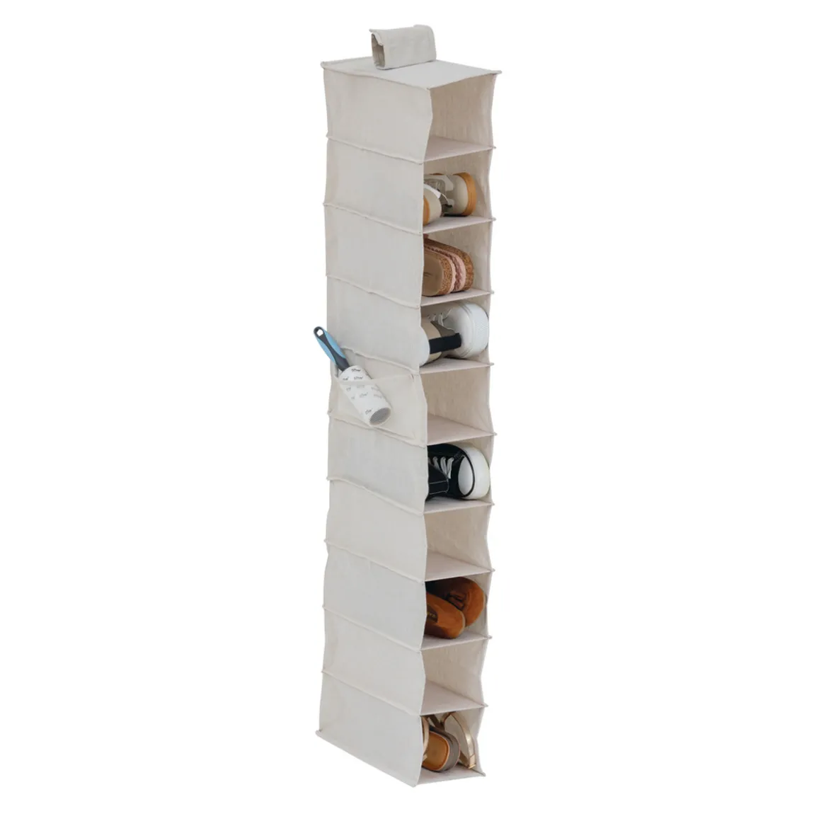 Rangement chaussures 10 cases avec panier, Beige