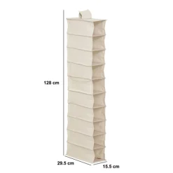 Rangement chaussures 10 cases avec panier, Beige