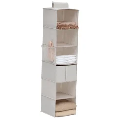 Rangement chaussures 6 cases avec panier, Beige