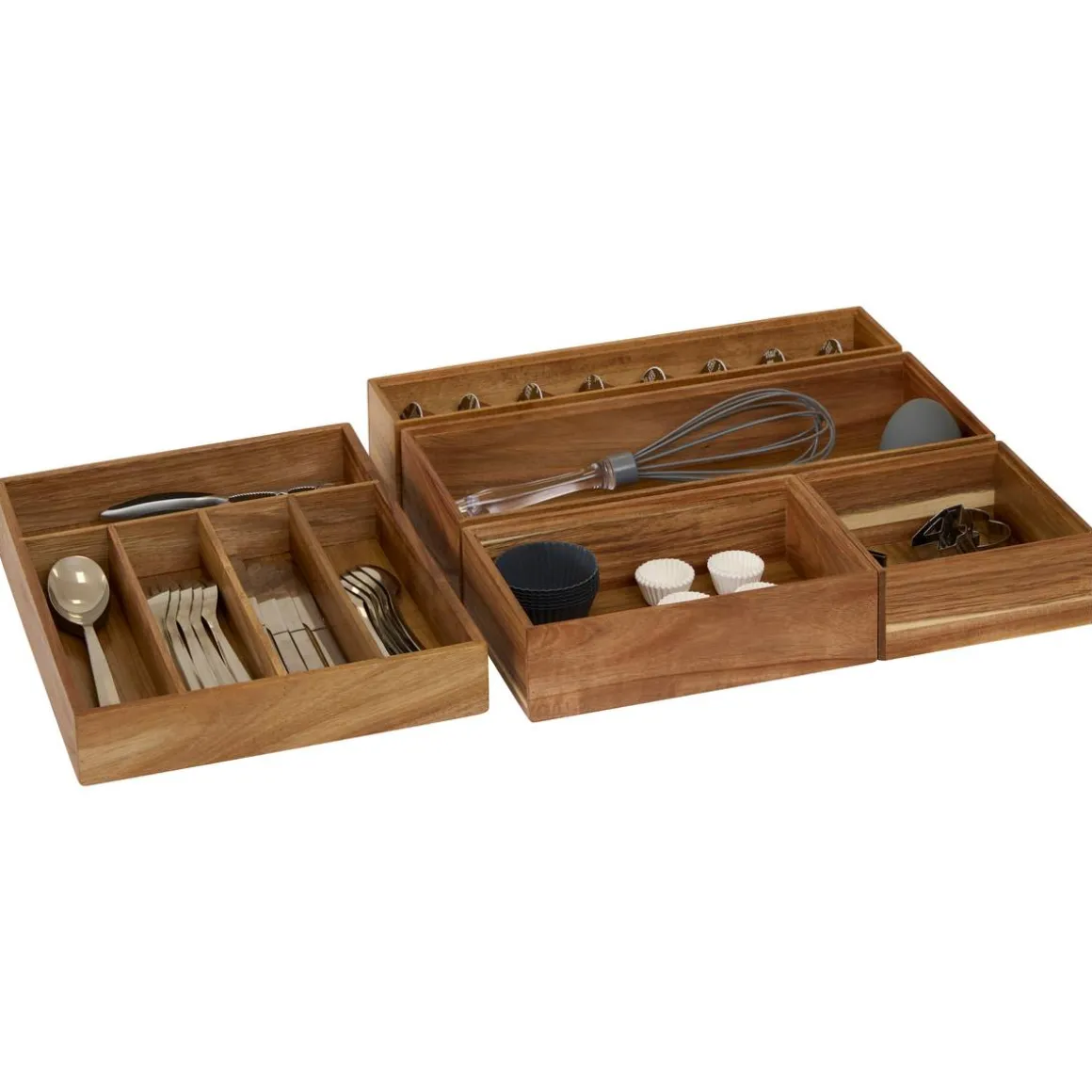 Rangement tiroirs, l.23 cm, Marron