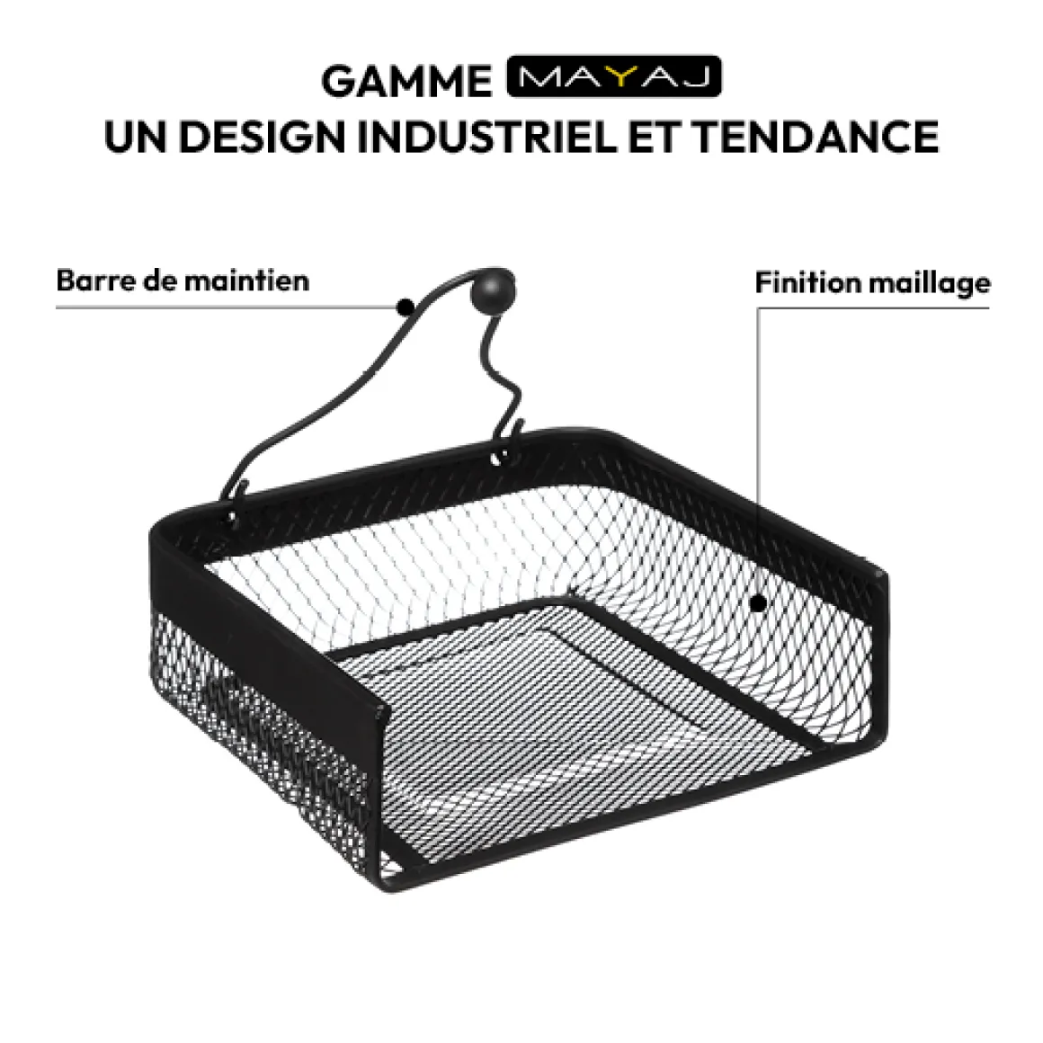 Range-serviettes 18,5x18,5cm, Noir