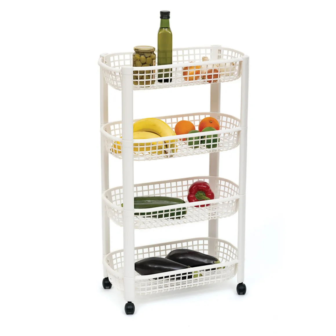 Resserre avec paniers 4 niveaux, Blanc