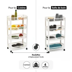 Resserre avec paniers 4 niveaux, Blanc